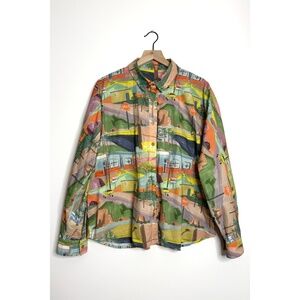 HANDMADE Colorful Motel Print Shirt